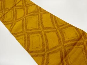 手織り真綿紬変わり襷に菱模様織出し名古屋帯